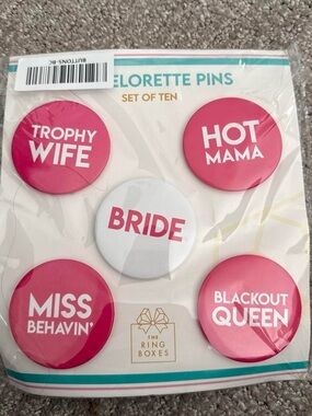Bachelorette Pins Set - Pink & White